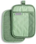 KitchenAid Beacon Two-Tone Non-Slip Pot Holder Set, Pistachio/Graphite Green, 7"x10", 2 Piece