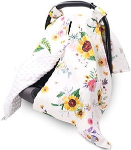 Baby Carseat Canopy, Sunflower, Peekaboo Opening Carseat Cover for Boys and Girls, Minky Blanket, Carrier Cover Poncho, Nursing Covers for Breastfeeding