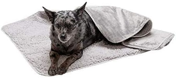 Furhaven Waterproof & Self-Warming Throw Blanket for Dogs & Indoor Cats, Washable & Reflects Body Heat - Terry & Sherpa Dog Blanket - Silver Gray, Medium