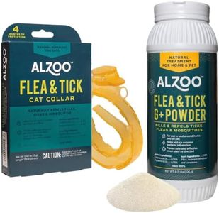 ALZOO Flea & Tick Cat Collar and Flea & Tick G+ Powder, 100% Plant-Based Active Ingredients