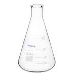 Labasics Glass Narrow Mouth Erlenmeyer Flask, Borosilicate Glass Heavy Wall Flask with Heavy Duty Rim, 500ml