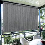 Amagenix Outdoor Roller Shades 6'(W) X 6'(H), Exterior Cordless Patio Shades Roll Up Outdoor Blinds with 90% UV Protection for Porch Gazebo, Spliced of Two Sections, Grey