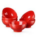 LOVECASA, Series Sweet, Porcelain Dinner Bowls, Pasta Bowls Set of 6, Plates and Bowls Set, Noodle Bowl Pasta Dishes, Ceramic Bowl Large Bowl, Big Serving Bowls Red