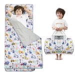 Lasoftan Toddler Nap Mat with Pillow and Blanket, Extra Large Rolled Napping Mats,Slumber Bags for Boys Girls,Kids Sleeping Bag for Daycare, Preschool Travel Camping, Truck