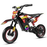 Wildeway 36V Kids Electric Motorcycle Peak 500W 12" Electric Dirt Bike for Boys Girls Age 4-10, Off-Road Bike, Mini Motorcross Bike, Up to 25KM/H, 3 Speed Modes, Red