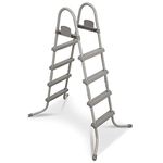 Bestway Swimming Pool Ladder 122 cm |Pool Ladders for Above Ground Pools Heavy Duty 4-Step Stainless Steel Pool Step Ladder with Easy Mount Legs (Silver) (58337)