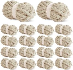 Hombys Khaki Chunky Chenille Yarn for Crocheting & Knitting, Super Bulky Thick Fluffy Yarn for Hand Knitting Blanket, Soft Plush Yarn, 18 Jumbo Pack (27 yds, 8 oz Each Skein)