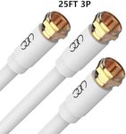 Ultra Clarity Cables Coaxial Cable 25 FT, 3 Pack, White