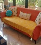 WWW.THROWPILLOW.IN Mustard Tribal Pattern Sofa Cover:Living Room Decor: Antislip, Scratch Resistant:Sofa Seat Cover -Set of 3 Seat Covers & 6 Armrest Covers- Fits: 3+3+2 Seater