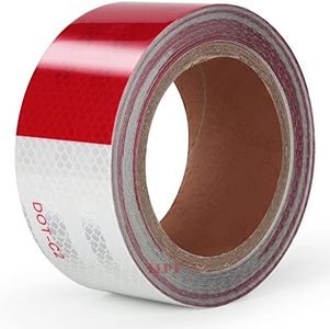 LLPT Reflective Tape 2” x 33 Ft DOT-C2 High Visibility Safety Tape Flexible Waterproof Intense Reflector for Trailer Truck Car RV Boat Camper Color Red White (RT203RW)