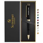 Scriveiner Personalised Black Rollerball EDC Pen, Stunning Pocket Pen with 24K Gold Finish, Cool Writing Pen, Best Pen Gift, Best Engraved Roller Ball Gift Set for Men & Women, Custom Name Engraving