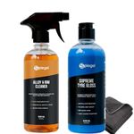 Spiegel Ultimate Wheel Care Combo | Alloy & Rim Cleaner + Tyre Polish + Premium Microfiber Cloth | Removes Brake Dust, Road Grime & Restores Deep Tyre Shine | Car Wheel Cleaning Kit