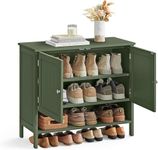 VASAGLE Shoe Cabinet, 3-Tier Shoe Storage Organizer, Shoe Shelf, Modern Country Cabinet, Freestanding Cabinet with Height-Adjustable Shelf, 13.8 x 31.5 x 27.6 Inches, Entryway, Forest Green ULBC044G30