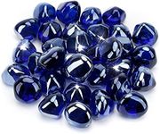 Stanbroil 10-Pound Fire Glass Diamonds - 1/2 inch Luster Fire Glass for Fireplace Fire Pit and Landscaping, Royal Cobalt Blue Luster