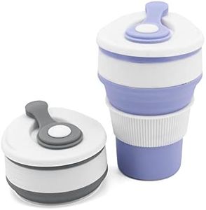Beowanzk 2 Pcs Collapsible Coffee Cup Silicone with Lids (350 ml), Portable Coffee Cup, Coffee Cup Travel Mug, Travel Mugs for Hot Drinks, Travel Coffee Mug, Reusable Coffee Cups