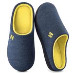 RockDove Men's Original Two-Tone Memory Foam Slipper, Blue/Maize, 7-8