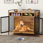 YITAHOME Large Dog Crate, 41" Heavy Duty Dog Kennel with 2 Drawers End Table, Wooden Dog Cage Indoor Dog House Pet Crate Table with Double Doors for Large Medium Small Dogs, Rustic Brown