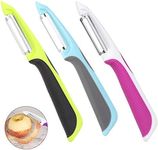 Rubywoo&chili Swivel Peeler, 3 PCS Stainless Steel Sharp Potato Peelers with Non-Slip Handles and Rotary Blades for Apples Carrots Cucumbers