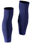 Tekkerz leg sleeve over 20 color variations compatible with grip socks for soccer, football, hockey, rugby athletic socks, Navy Blue, Medium