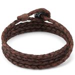 LOCAL LEAGUE Mens Leather Bracelet SURF PATROL AUSTRALIA - Fully Adjustable - ANTIQUE BROWN Multilayer Surfer Braided Cord Wrap Rope Wristband for Men BEACH Party Holidays, Boyfriend