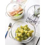 bellemax Deep Round Glass Casserole Oven and Microwave Safe Serving Bowl with See Through Top Lid - (1500 ML, Set of 4)