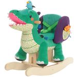 Labebe - Baby Ride On Toy, Green Crocodile Rocking Horse With Seat Belt Toddler/Kid Wooden Ride On Toys For Boy& Girl 6 Months up+ Plush Stuffed Rocking Animal Outdoor Gaming Rocker