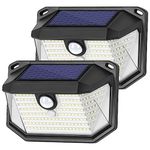 Solar Outdoor Wall Light, 2-Pack Super Bright 356 LEDs Motion Sensor Security Light with 270° Wide Angle & 3 Modes, Waterproof Solar Powered Wall Light for Patio Garden Garage Front Door