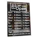 We're Open Custom Personalised Opening Times Hours Shop Door Window Wall Vinyl Decal Sticker Sign