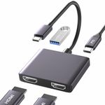 USB C Hub Multiport Adapter, Docking Station for Laptop Dual Monitor, USB C to Dual HDMI Adapter, Dual Monitor HDMI Adapter, HDMI Adapter for Dual Monitors, USB C Splitter 2 Monitors Extended Display