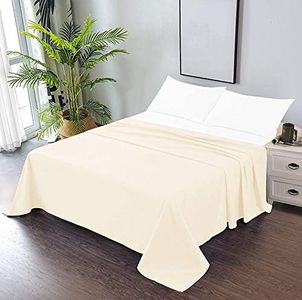 CCWB 100% Egyptian Cotton Bed Sheets 750 Thread Count Sateen Finish Luxuries Hotel Quality (Ivory, Double - 1 Piece Bed Sheet)