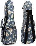 MUINS Ukulele Bag,21 23 26 Ukelele Case Thicker Pad For Soprano Concert Tenor Uke with Double Adjustable Straps and Handle (30 Inch, Blue Flower)