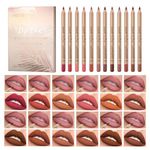 VOCUE 12Pcs Matte Lip Liner Pens Set Makeup Pigment Velvety Lip Stain Waterproof Long Wear Lip Gloss Make Up Gift Set