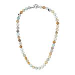 GAVU Handmade Faceted Amazonite Stone Beaded Necklace for Men 50cm