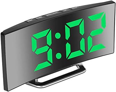 Derkiewn Sveglia digitale, grande schermo a specchio LED da 7'', 2 luminosità, 12/24 ore, temperatura, data, Snooze, Alimentazione USB, funzione di memoria (verde)