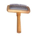 Jainsons Pet Products Imported Durable Pet Cleaning Comfortable Wooden Slicker Brush for Dogs and Cats, Suitable for Long or Short Hair (Small)