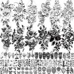 VANTATY 65 Sheets Black Realistic Flower Temporary Tattoos For Women Arm Thigh, 3D Fake Tattoos That Look Real And Last Long, Temp Rose Sketch Moon Snake Peony Floral Tattoo Stickers For Adults Girls