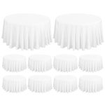 fani 10 Pack 120 Inch Round Tablecloth, White Polyester Fabric Table Cloth for Round Table, Stain and Wrinkle Washable Table Cover for Wedding Party Dining Table Buffet Banquet Restaurant and Camping