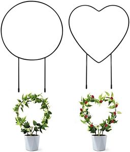 WorthPlanet Metal Garden Trellis for Plant Climbing 2pcs Iron Garden Trellis Decorative Potted Plant Support Stakes in Round&Heart Shape Iron Climbing Plant Stand for Flowers and Ivy W060010