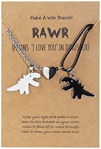 Caiyao 2Pcs Handmade Love Heart Dinosaur Couple Matching Pendant Necklace Set for Women Men Boy Girl Teen Friend Adjustable Animal Necklace Friendship BFF Jewelry Gift, Metal, metal, F style-5