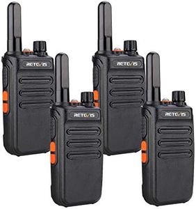 Retevis RB635 Walkie Talkie Professional, PMR446 Radio Bidireccional Larga Distancia, Walkie Talkie USB Recargable con Linterna para Seguridad Minorista, Supervivencia (Negro, 4 Piezas)