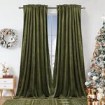 Dchola Olive Green Velvet Curtains for Bedroom Window, Super Soft Vintage Luxury Heavy Drapes, Room Darkening Rod Pocket Curtain for Living Room, W52 by L84 inches, 2 Panels