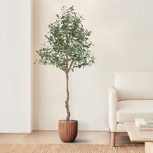 AnTing Artificial Olive Tree 6FT Faux Olive Branches and Fruits with Pot for Home Decor Indoor Gift