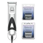 MASTERCLIP Scottish Terrier Dog Clippers, Mains Powered Professional Grooming Set with 3 x Premium A5 Blades (10, 5F & 5 Skip), Ideal for Clipping Dogs with a Double Coat