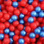 GUESVOT Soft Play Ball Pit Balls - Crush Proof Plastic Balls for Ball Pit Pack of 100pcs Set for Toddlers Ball Pool Playtent Tunnels with Reusable Storage Bag - 2.16 Inch (Pear Blue+Red)