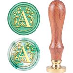 CRASPIRE Retro Alphabet Initials Wax Sealing Stamp Classic Vintage 26 Letters A-Z 25mm Removable Brass Head Wood Handle for Envelope Invitation Embellishment Gift Decoration（Letter A）