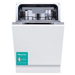 Hisense HV523E15UK 10 Places Slimline Fully Integrated Dishwasher White with 30 Minutes Quick Wash [Energy Class E]