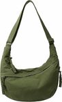 Lyrovo Travel Crossbody Crescent Bags for Women Over Shoulder Purse with Zipper Half Moon Sling Bag & Waist Bag Unisex Chest Bag (Army Green)