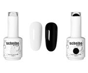 Scheibe Nail Art Gel Polish Kit, UV LED, Soak Off, White, Black (Black & White)