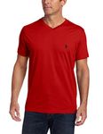 U.S. POLO ASSN. Men's V-Neck Short Sleeve T-Shirt, Engine Red, Large