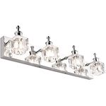 PRESDE Bathroom Vanity Light Fixtures Over Mirror Modern LED 4 Lights Chrome Bath Mirror Lighting